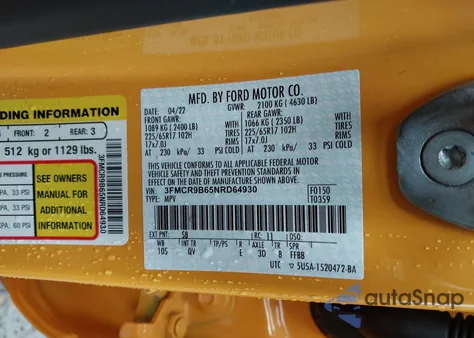 2022 Ford Bronco Sport Big Bend z USA, uszkodzony, nr VIN 3FMCR9B65NRD64930